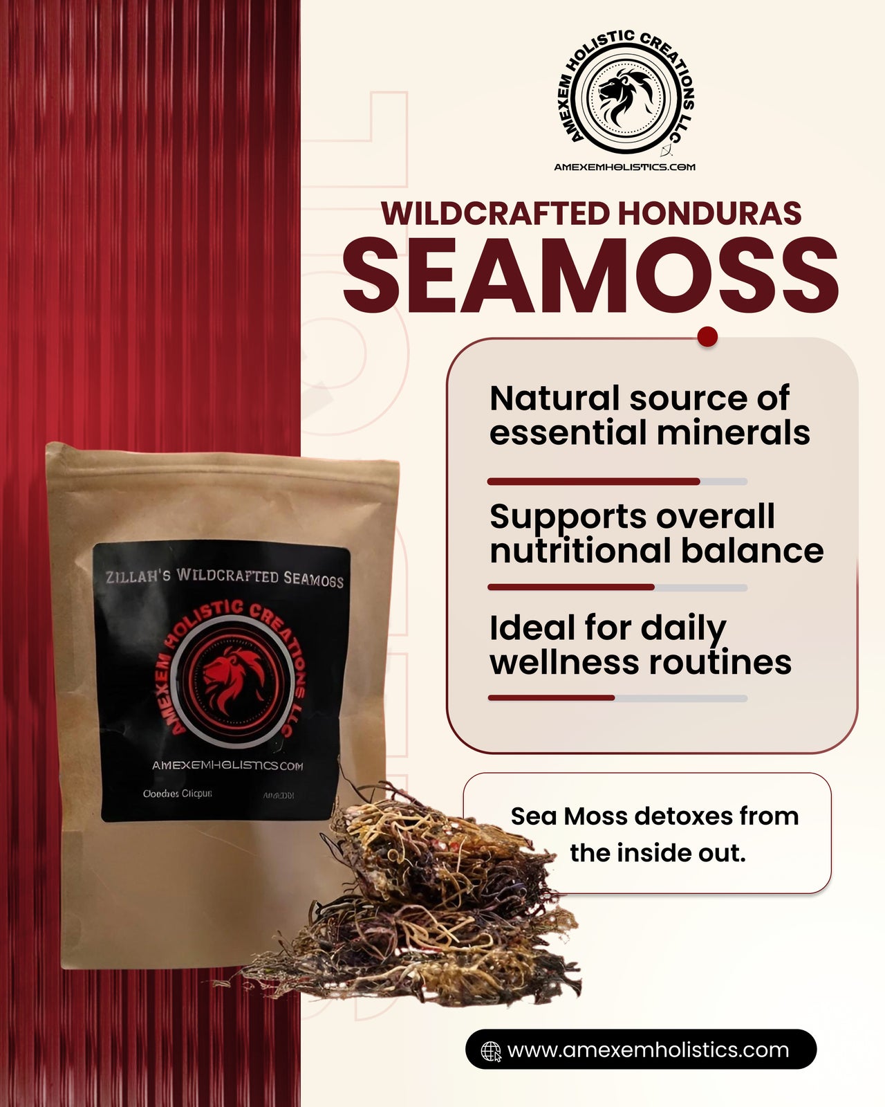 Zillah’s Wildcrafted Honduras Seamoss (Raw / Dried) – 2oz / 4oz